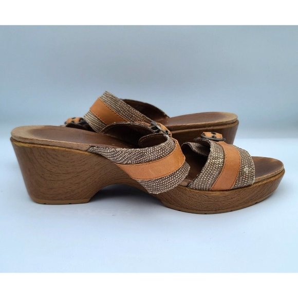 Dansko Jessie Womens Sand Lizard Double Strap Wedge Sandals US 8.5-9 EU 39 - Picture 13 of 15